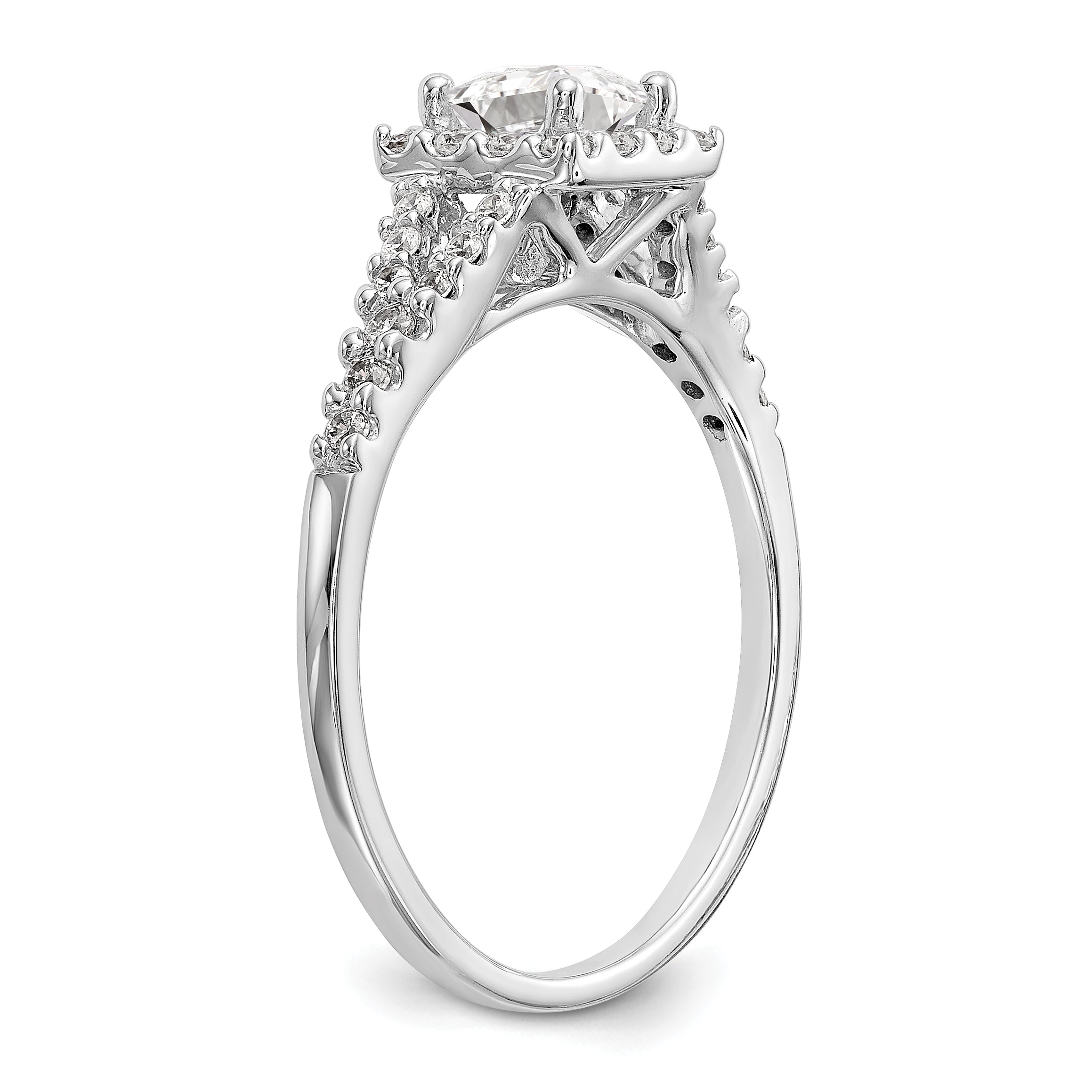 0.33ct. CZ Solid Real 14K White Gold Princess Square Halo Engagement Ring