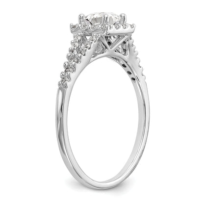 0.33ct. CZ Solid Real 14K White Gold Princess Square Halo Engagement Ring