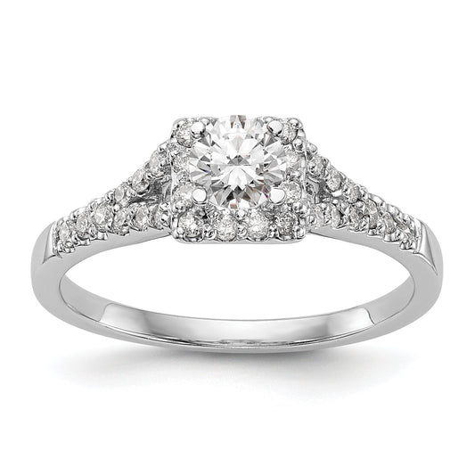 0.33ct. CZ Solid Real 14K White Gold Princess Square Halo Engagement Ring