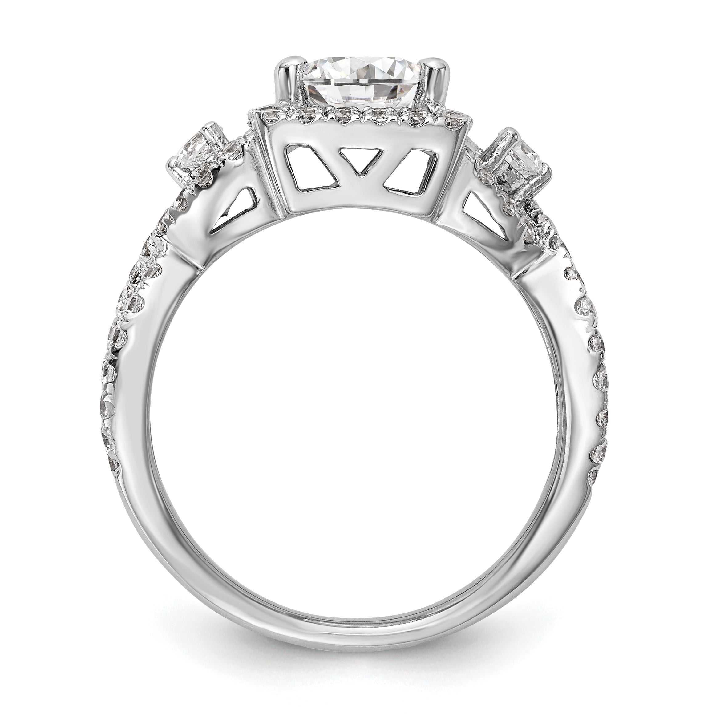 0.50ct. CZ Solid Real 14K White Gold Princess Cushion Halo Engagement Ring