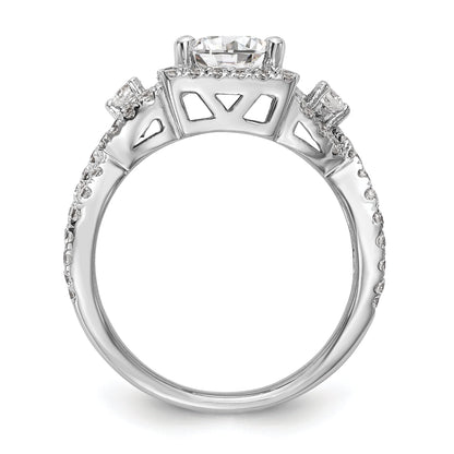 0.50ct. CZ Solid Real 14K White Gold Princess Cushion Halo Engagement Ring