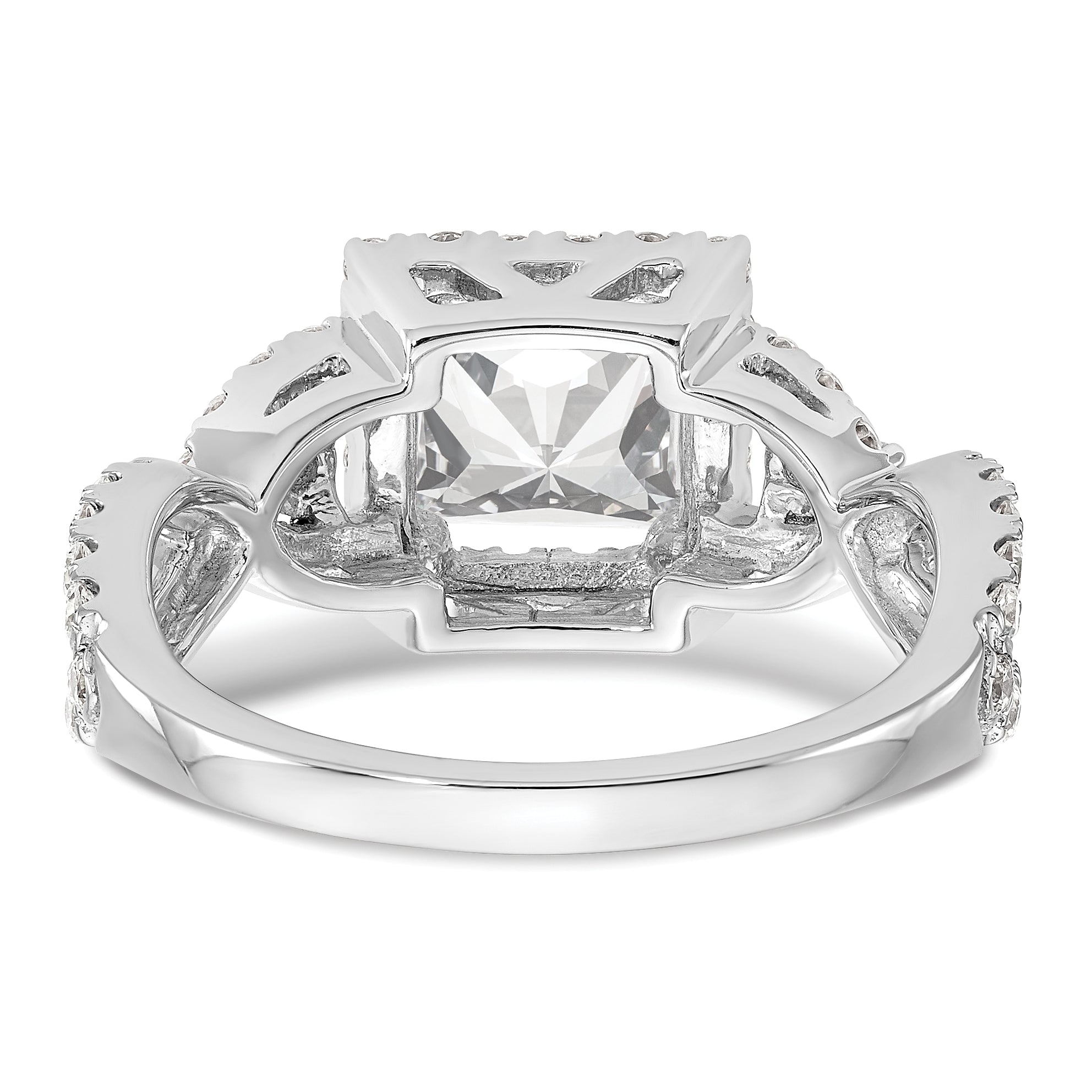 0.50ct. CZ Solid Real 14K White Gold Princess Cushion Halo Engagement Ring