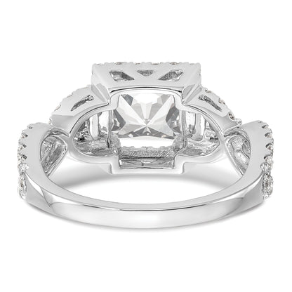 0.50ct. CZ Solid Real 14K White Gold Princess Cushion Halo Engagement Ring