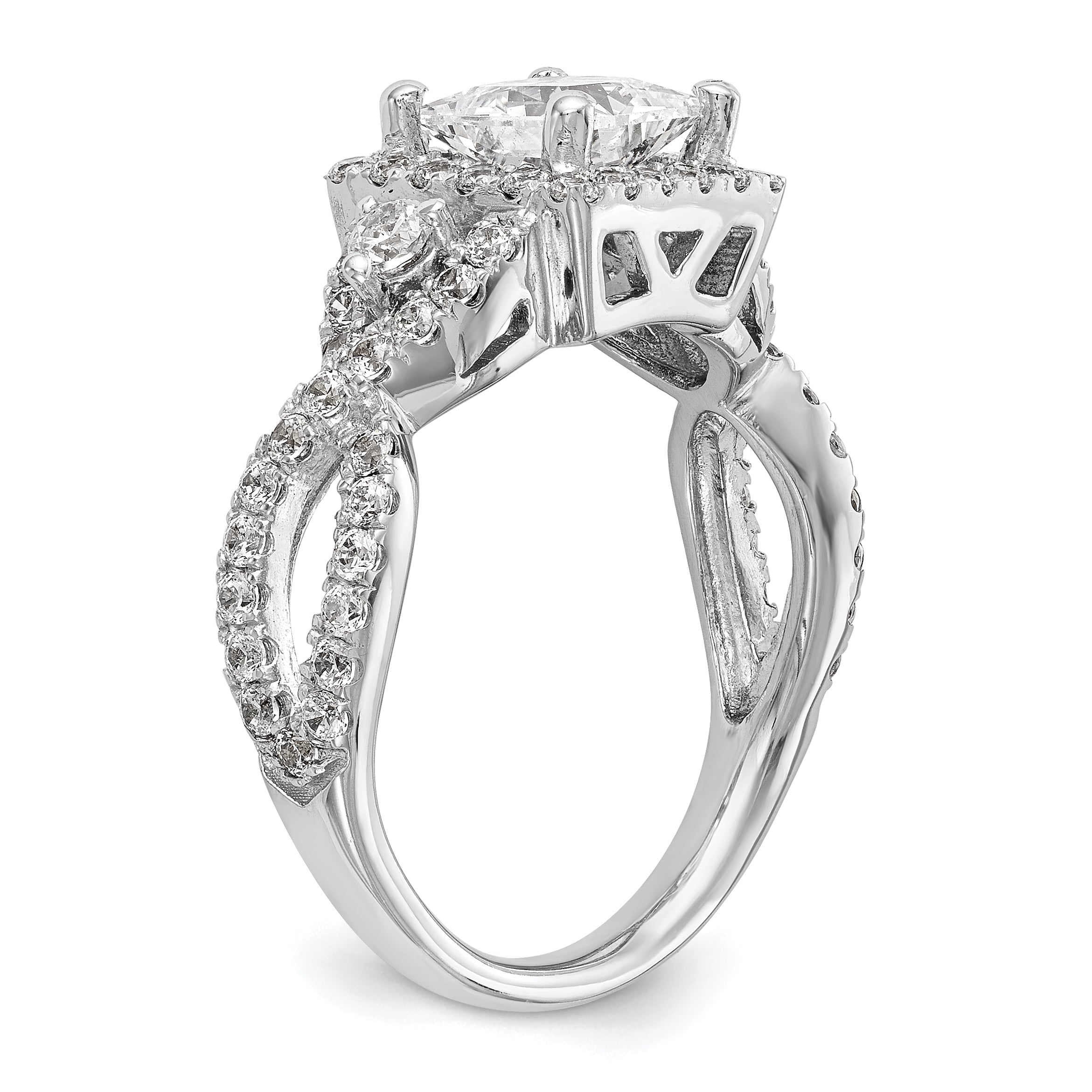 0.50ct. CZ Solid Real 14K White Gold Princess Cushion Halo Engagement Ring