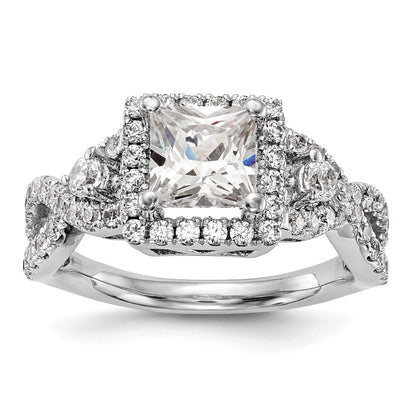 0.50ct. CZ Solid Real 14K White Gold Princess Cushion Halo Engagement Ring