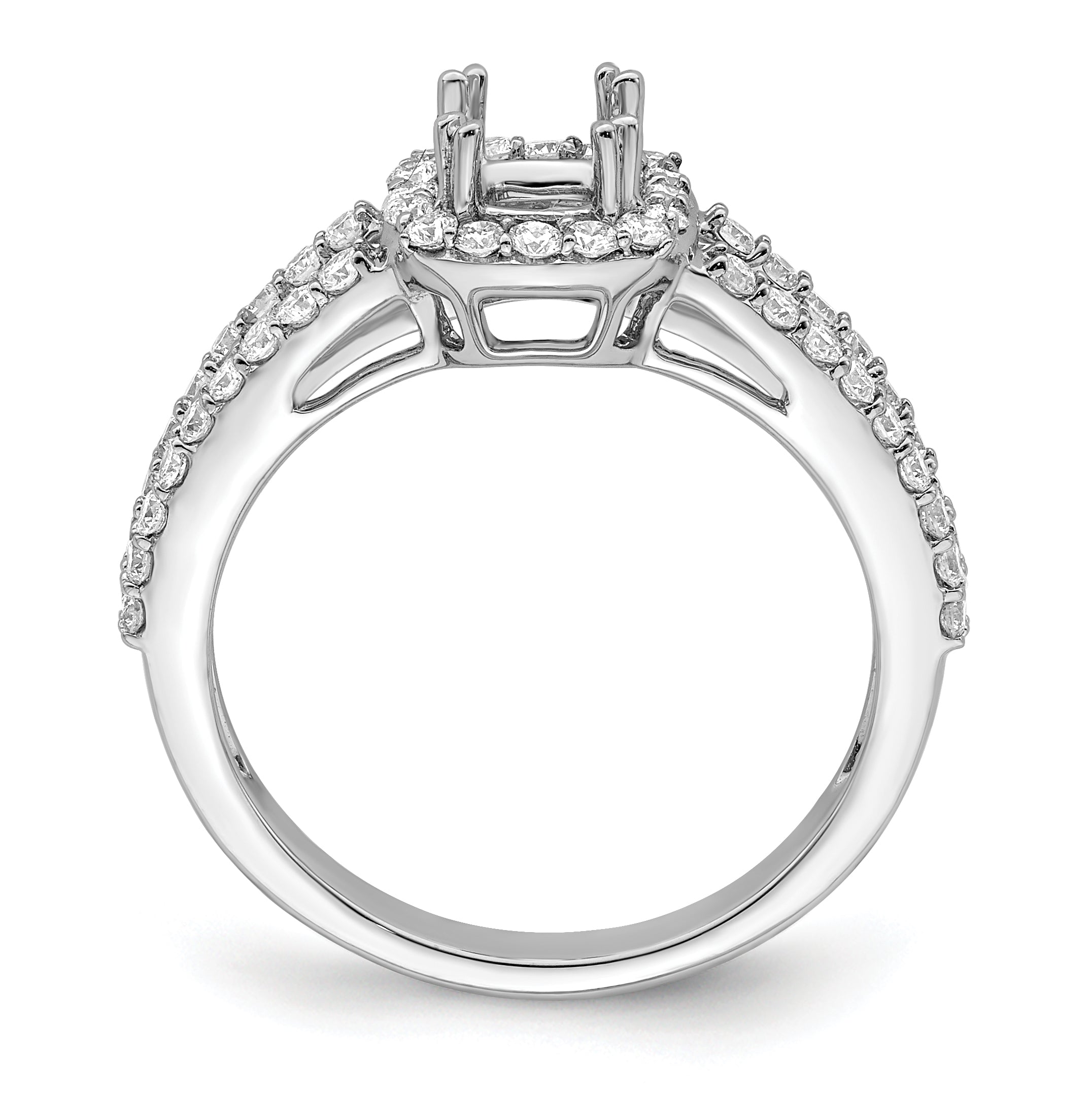 0.50ct. CZ Solid Real 14K White Gold Cushion Cushion Halo Engagement Ring