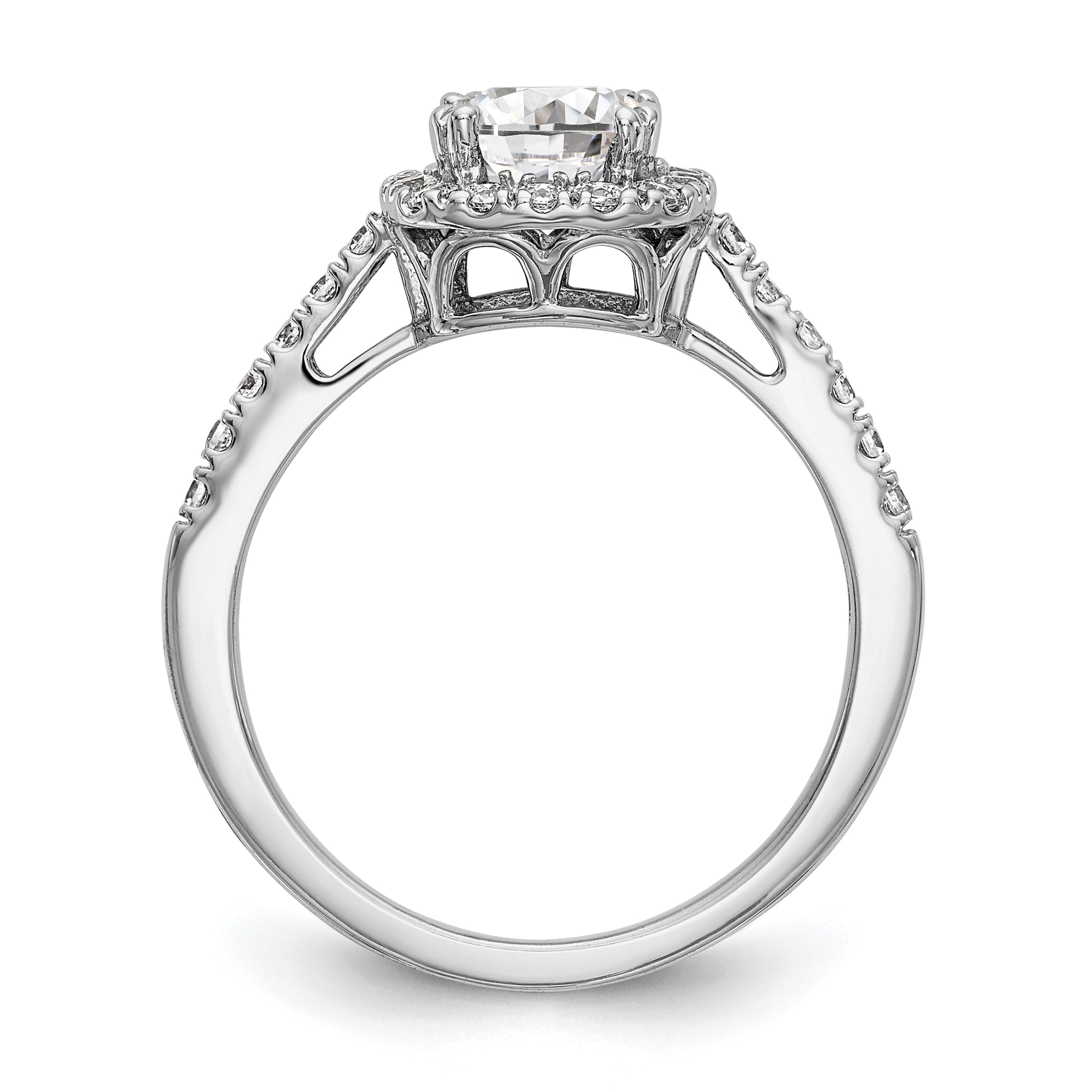 0.50ct. CZ Solid Real 14K White Gold Cushion Halo Engagement Ring