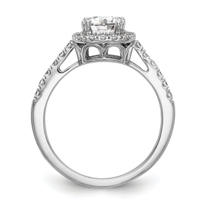 0.50ct. CZ Solid Real 14K White Gold Cushion Halo Engagement Ring