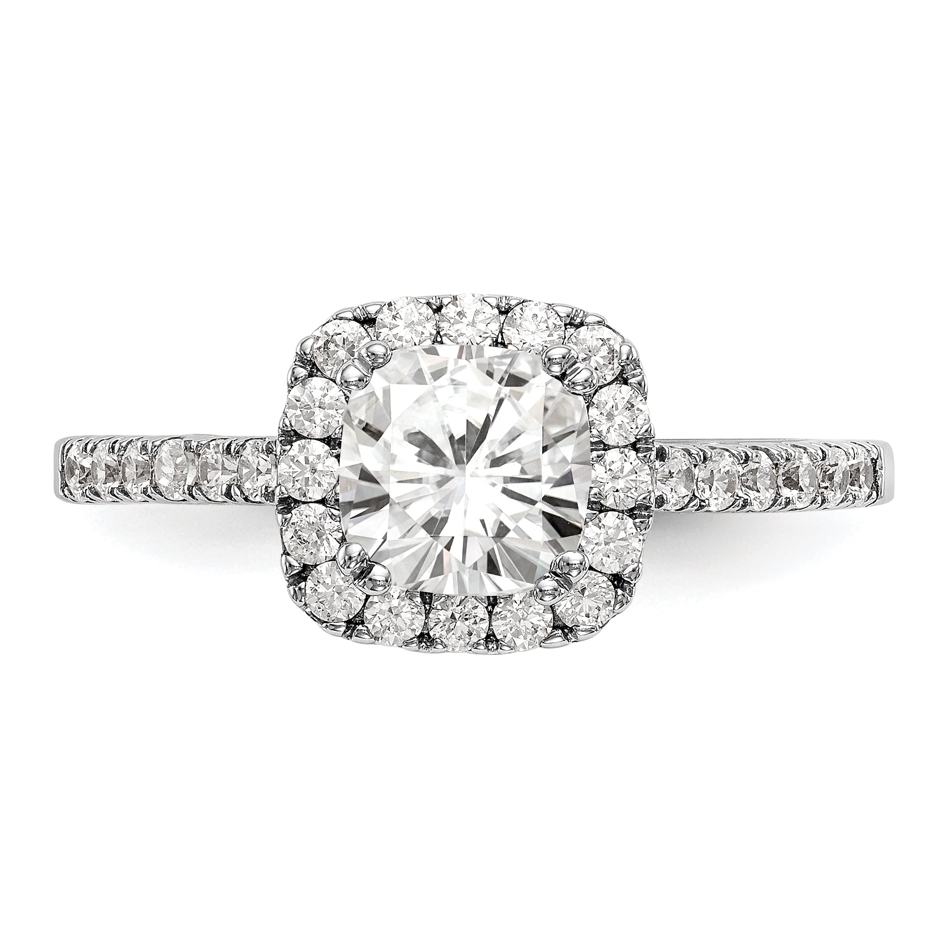 0.50ct. CZ Solid Real 14K White Gold Cushion Halo Engagement Ring
