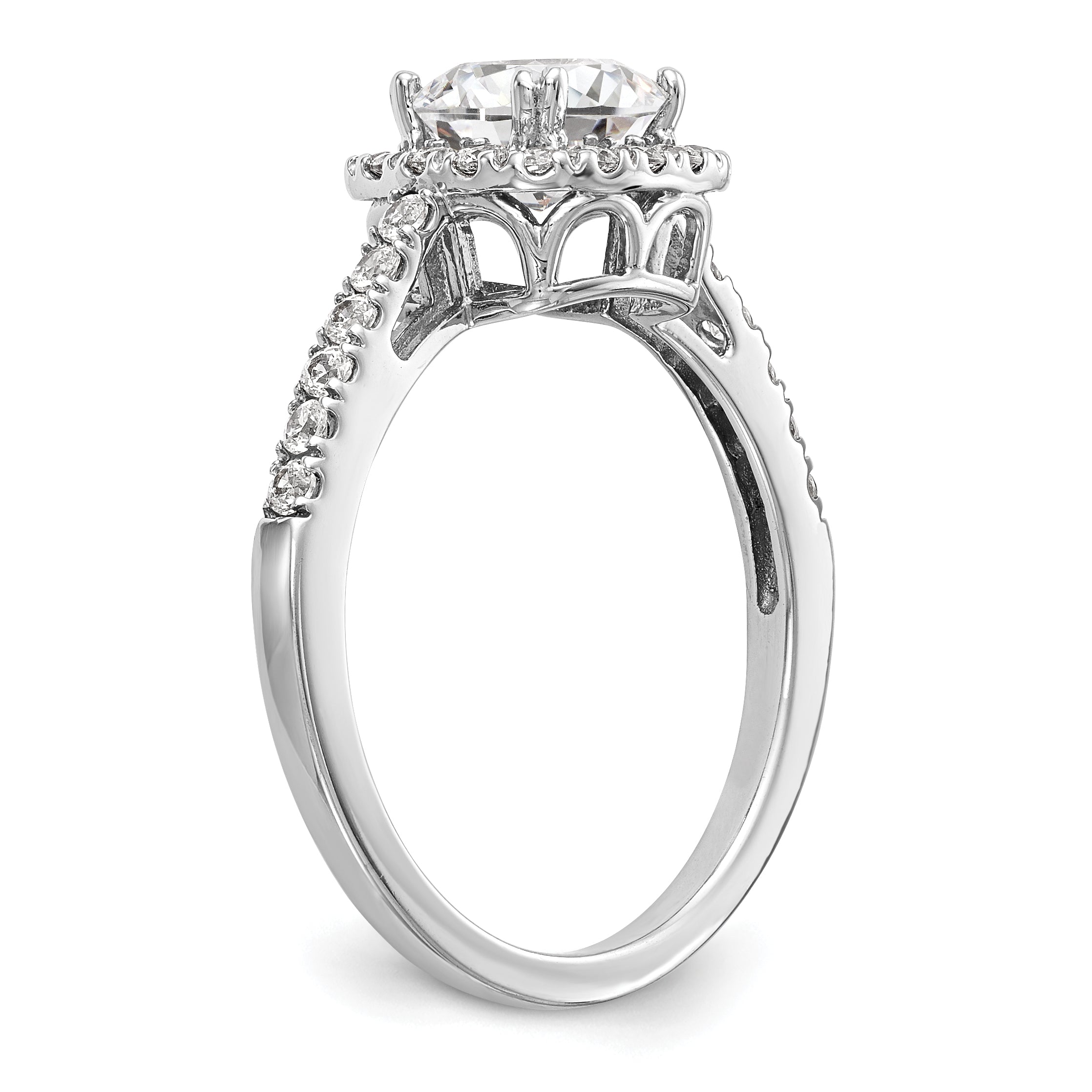 0.50ct. CZ Solid Real 14K White Gold Cushion Halo Engagement Ring