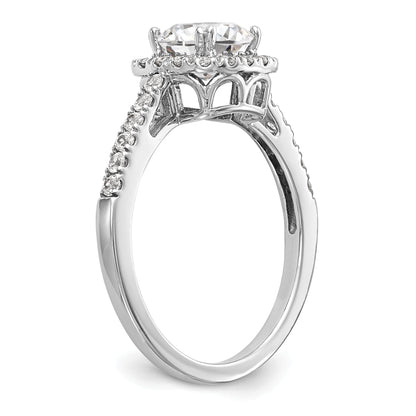 0.50ct. CZ Solid Real 14K White Gold Cushion Halo Engagement Ring