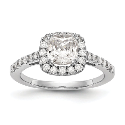 0.50ct. CZ Solid Real 14K White Gold Cushion Halo Engagement Ring
