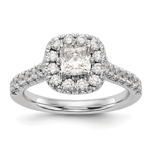 0.50ct. CZ Solid Real 14K White Gold Cushion Halo Engagement Ring