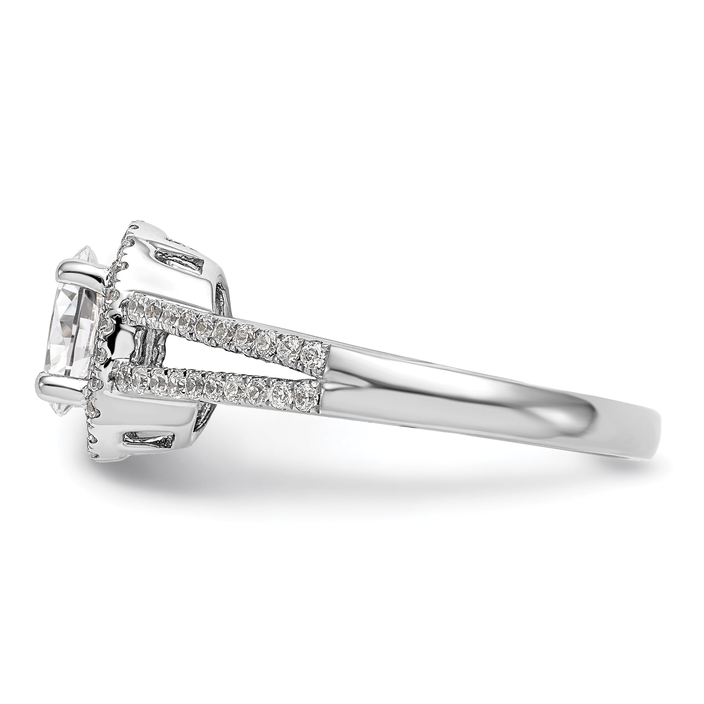 0.75ct. CZ Solid Real 14K White Gold Oval Oval Halo Engagement Ring