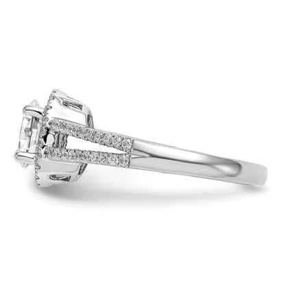 0.75ct. CZ Solid Real 14K White Gold Oval Oval Halo Engagement Ring