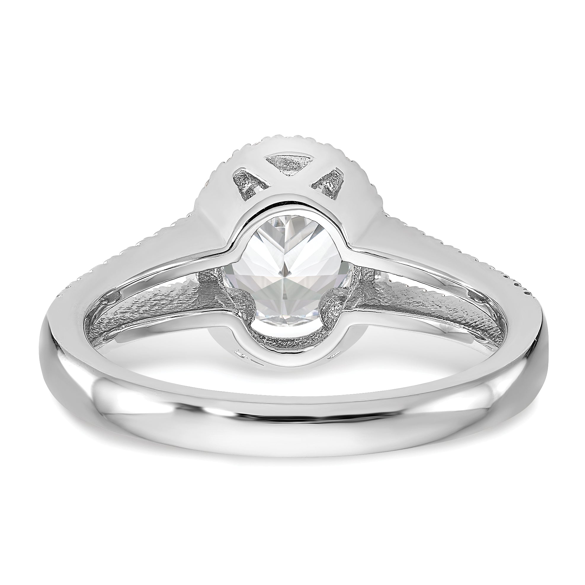 0.75ct. CZ Solid Real 14K White Gold Oval Oval Halo Engagement Ring