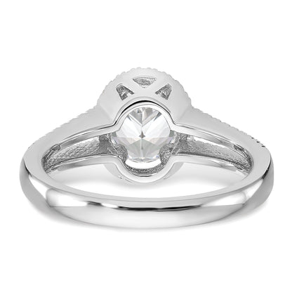 0.75ct. CZ Solid Real 14K White Gold Oval Oval Halo Engagement Ring