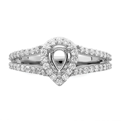 0.50ct. CZ Solid Real 14K White Gold Pear Pear Halo Engagement Ring