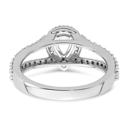 0.50ct. CZ Solid Real 14K White Gold Pear Pear Halo Engagement Ring