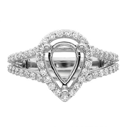 2.00ct. CZ Solid Real 14K White Gold Pear Pear Halo Engagement Ring