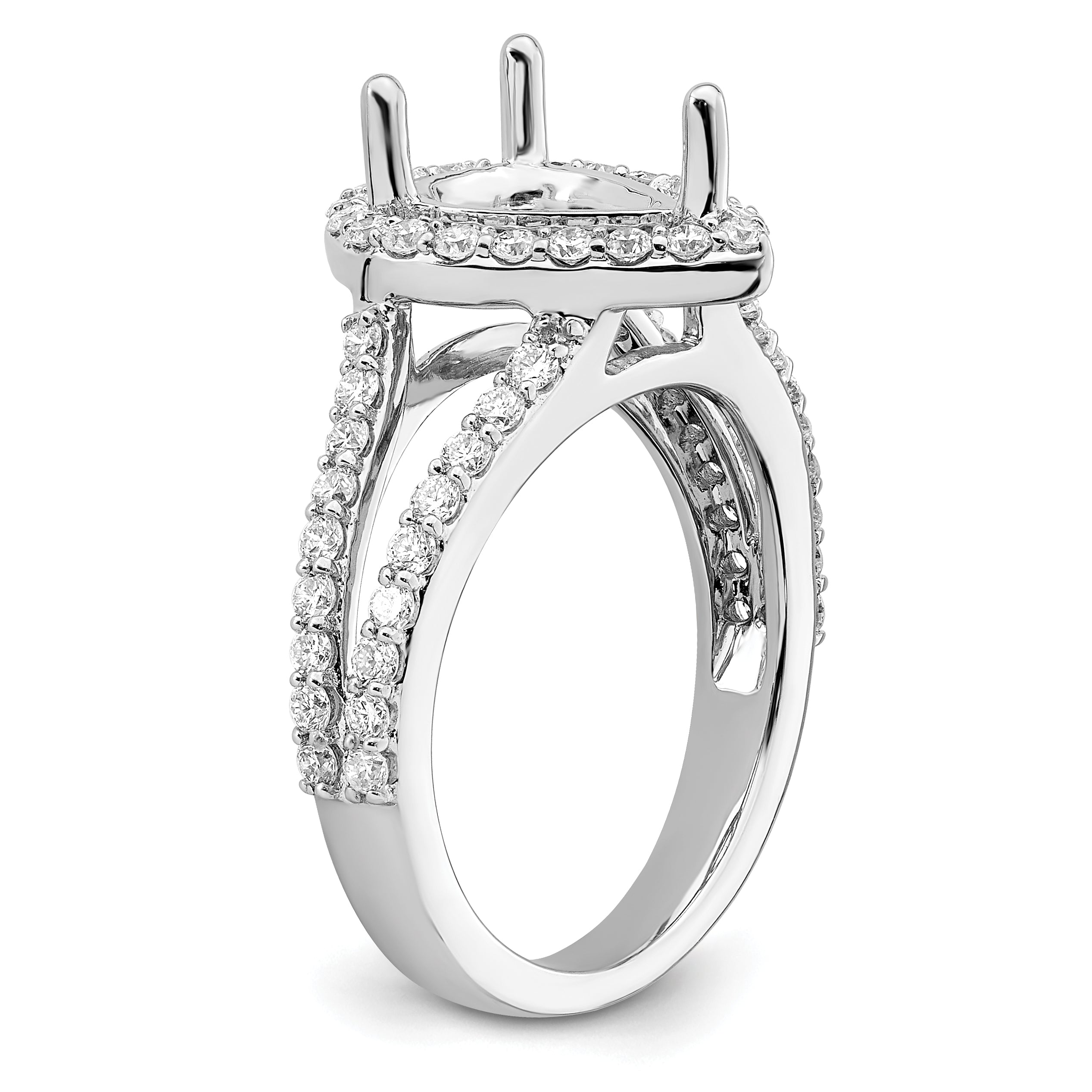 2.00ct. CZ Solid Real 14K White Gold Pear Pear Halo Engagement Ring