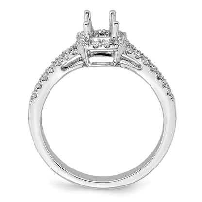 0.50ct. CZ Solid Real 14K White Gold Emerald Halo Engagement Ring
