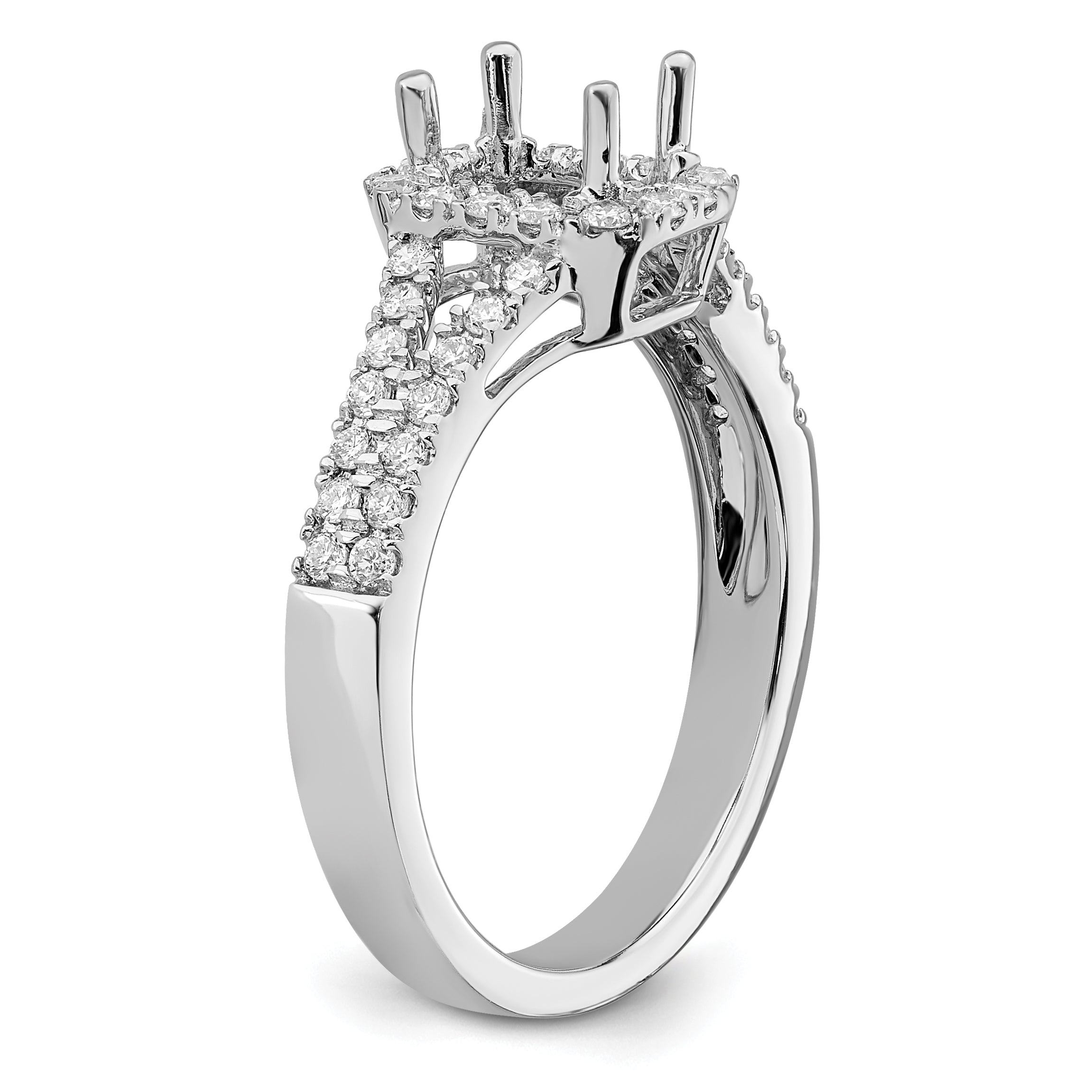 0.50ct. CZ Solid Real 14K White Gold Emerald Halo Engagement Ring