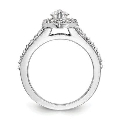 1.00ct. CZ Solid Real 14K White Gold Marquise Halo Engagement Ring