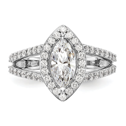 0.25ct. CZ Solid Real 14K White Gold Marquise Halo Engagement Ring