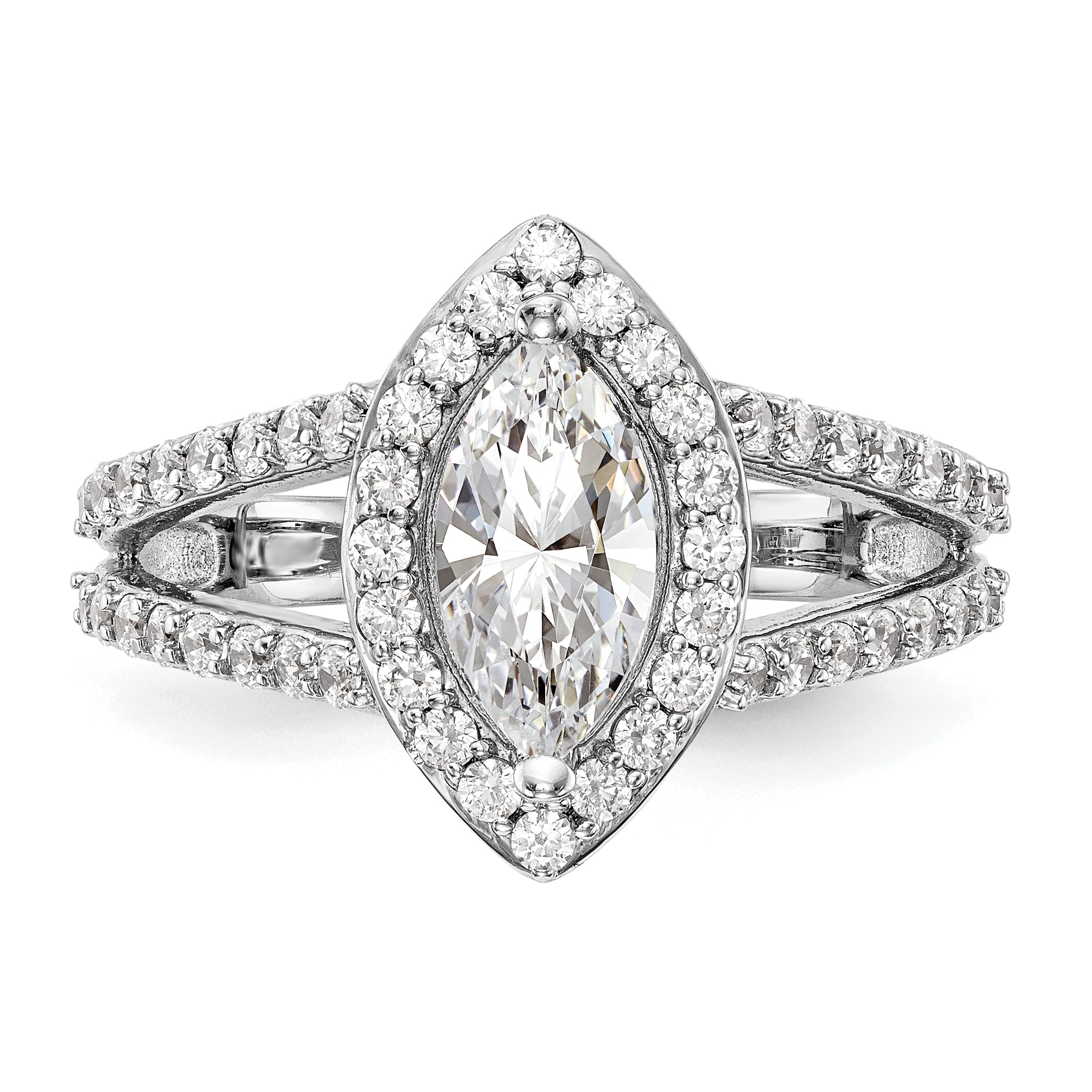 2.00ct. CZ Solid Real 14K White Gold Marquise Halo Engagement Ring