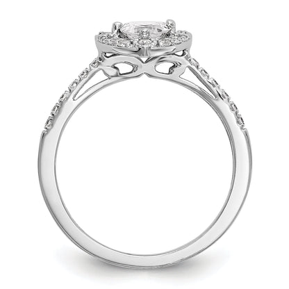 1.00ct. CZ Solid Real 14K White Gold Trillion Halo Engagement Ring