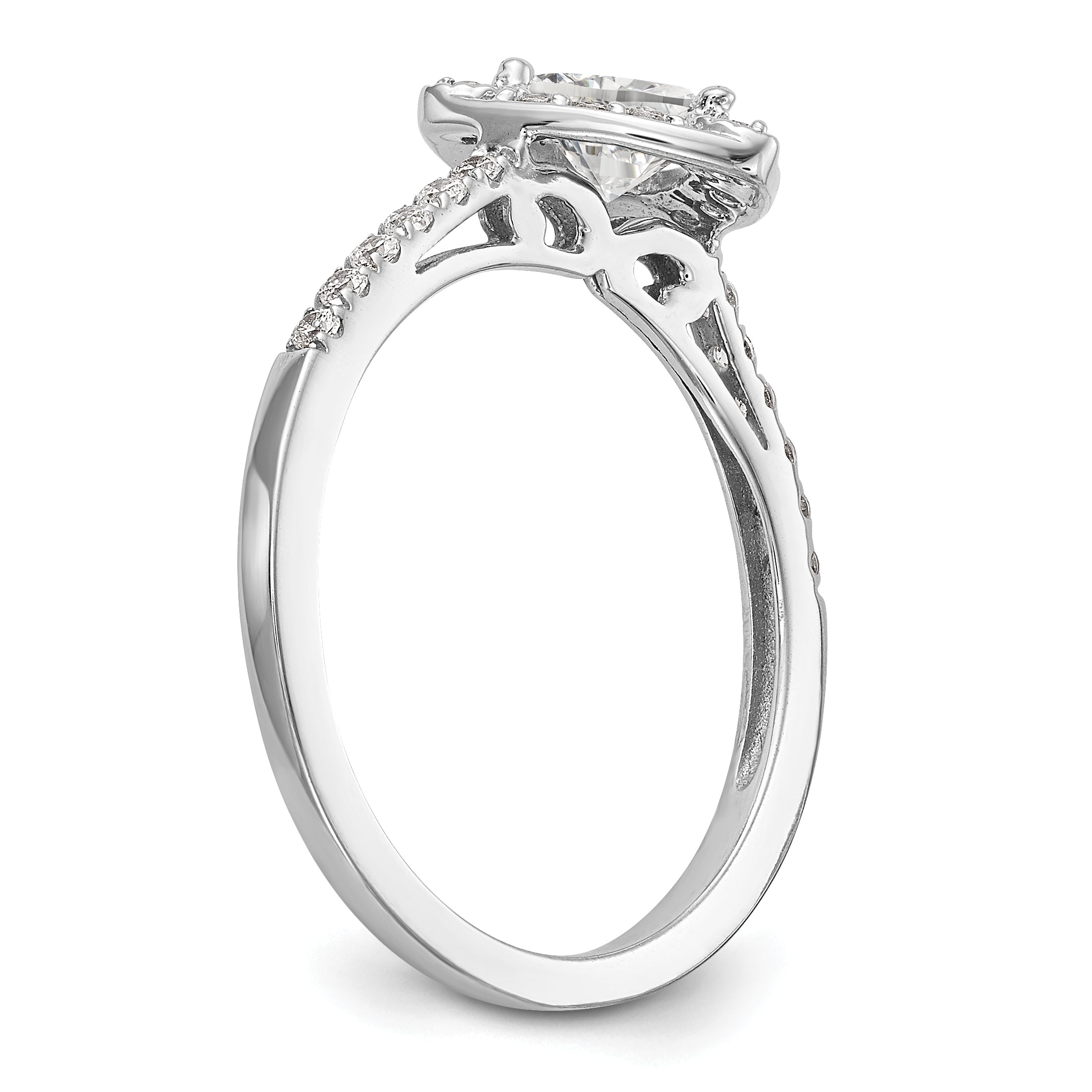 1.00ct. CZ Solid Real 14K White Gold Trillion Halo Engagement Ring