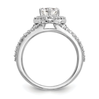 1.50ct. CZ Solid Real 14K White Gold Heart Halo Engagement Ring