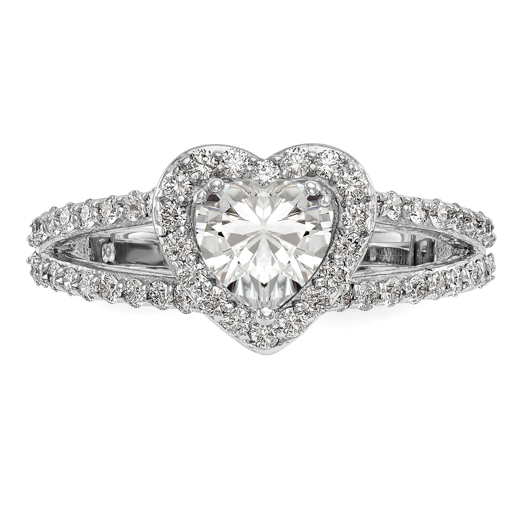 0.50ct. CZ Solid Real 14K White Gold Heart Halo Engagement Ring