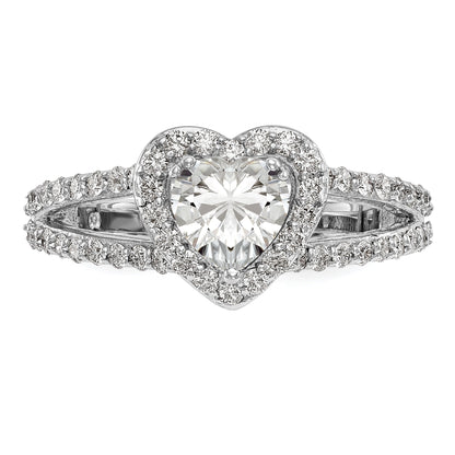 1.50ct. CZ Solid Real 14K White Gold Heart Halo Engagement Ring