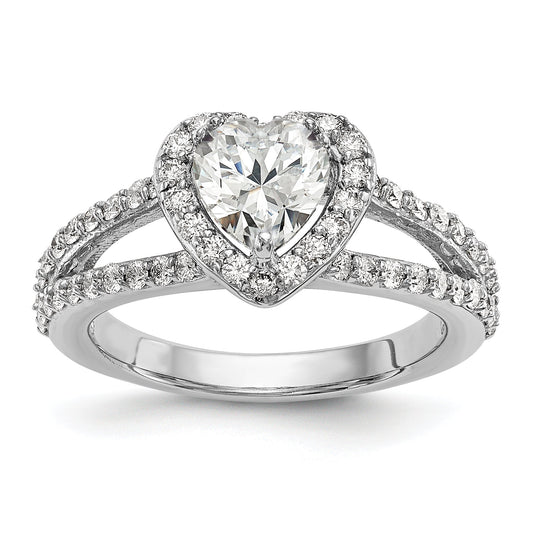 0.50ct. CZ Solid Real 14K White Gold Heart Halo Engagement Ring
