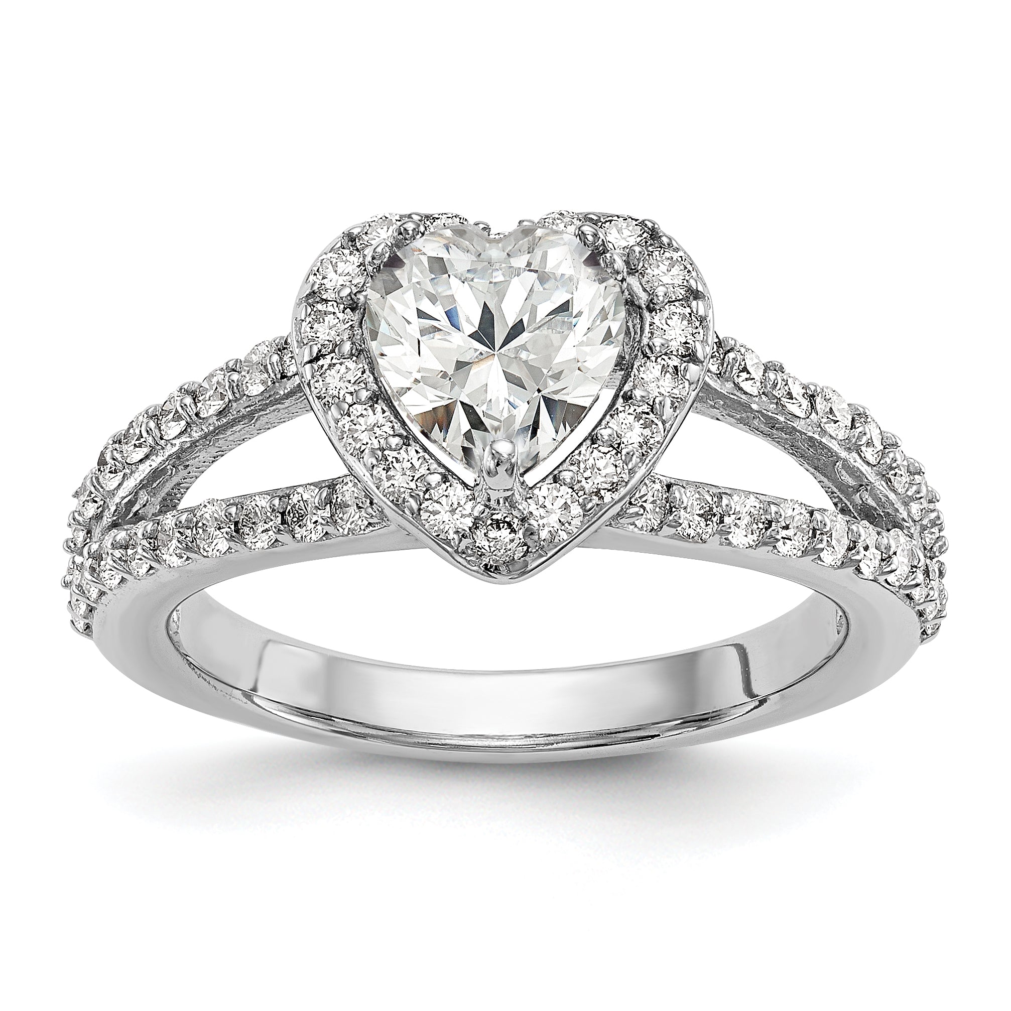1.50ct. CZ Solid Real 14K White Gold Heart Halo Engagement Ring