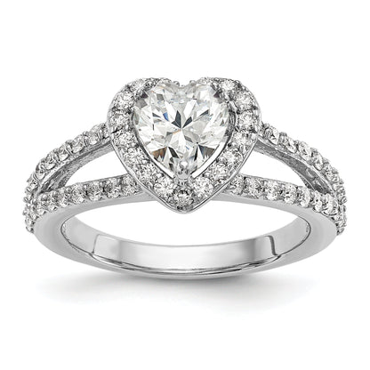 1.50ct. CZ Solid Real 14K White Gold Heart Halo Engagement Ring