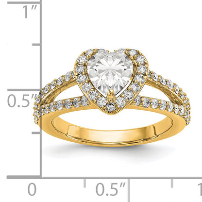 1.00ct. CZ Solid Real 14K Yellow Gold Heart Halo Engagement Ring