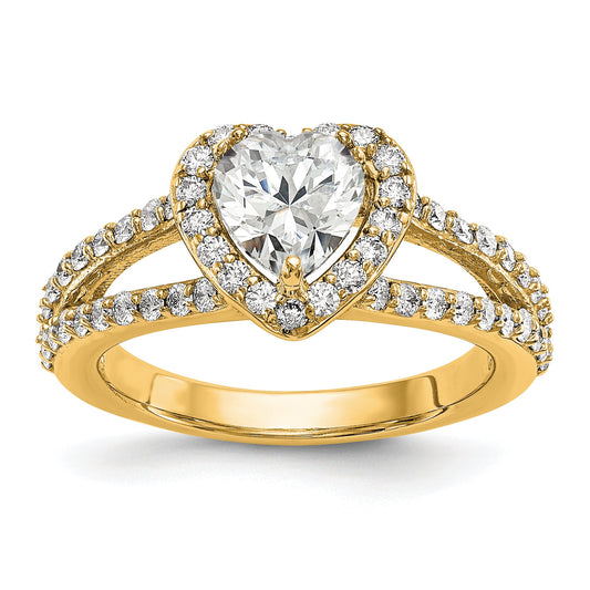 1.00ct. CZ Solid Real 14K Yellow Gold Heart Halo Engagement Ring