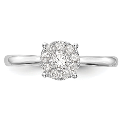 0.33ct. CZ Solid Real 14K White Gold Complete Cluster Engagement Ring