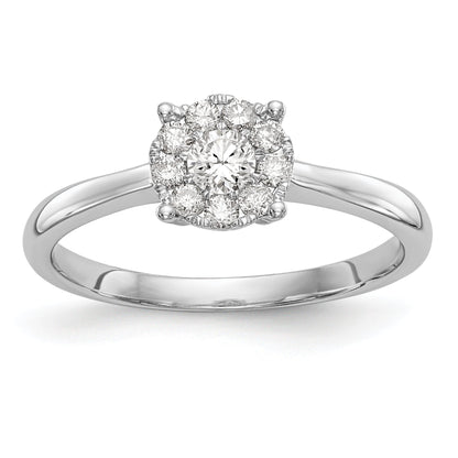 0.33ct. CZ Solid Real 14K White Gold Complete Cluster Engagement Ring
