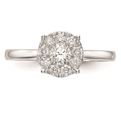 14K White Gold Complete Real Diamond Cluster Engagement Ring