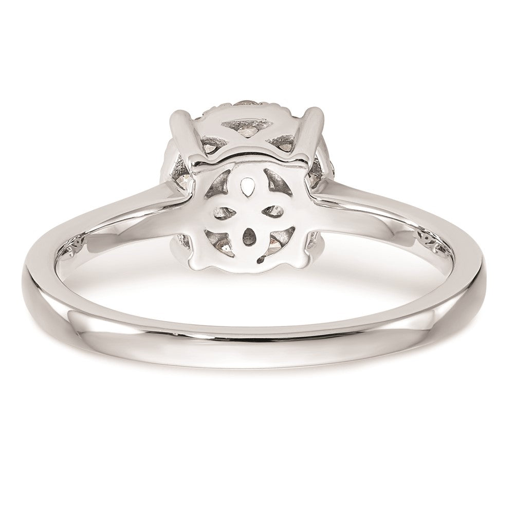 14K White Gold Complete Real Diamond Cluster Engagement Ring