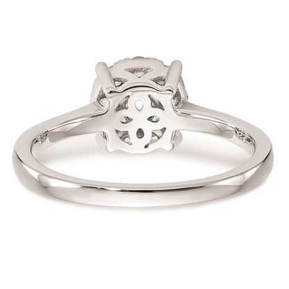 14K White Gold Complete Real Diamond Cluster Engagement Ring