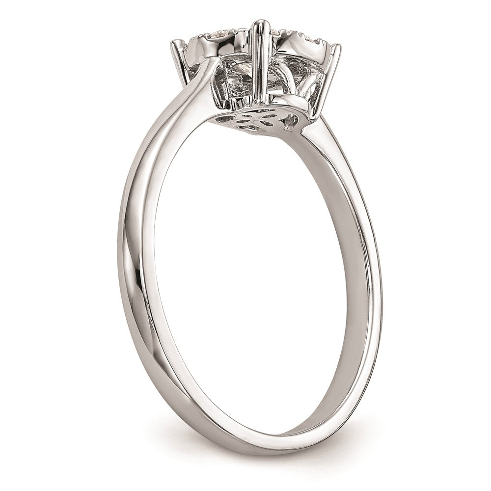 14K White Gold Complete Real Diamond Cluster Engagement Ring