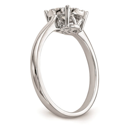 14K White Gold Complete Real Diamond Cluster Engagement Ring