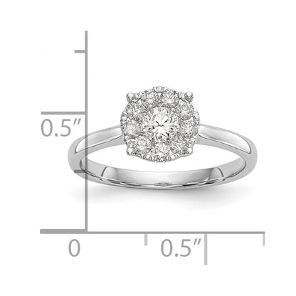 14K White Gold Complete Real Diamond Cluster Engagement Ring