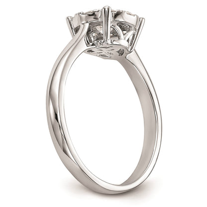 14K White Gold Complete Real Diamond Cluster Engagement Ring