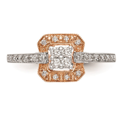 14K Rose Gold Complete Real Diamond Cluster Engagement Ring